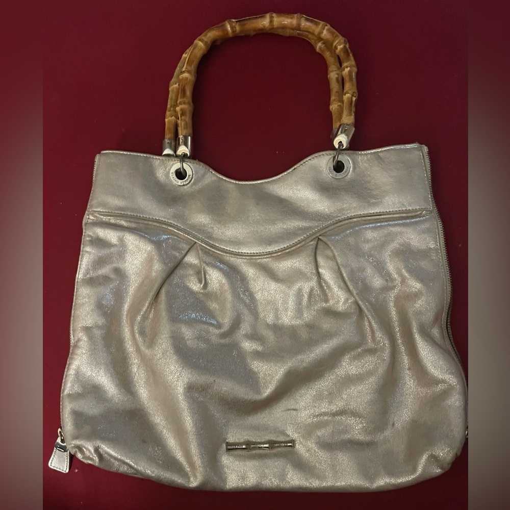 Elaine Turner Gold Purse With Bamboo Handles